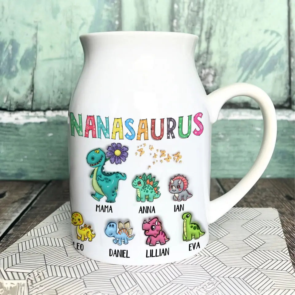 Personalized Dinosaur Grandmasaurus Flower Vase