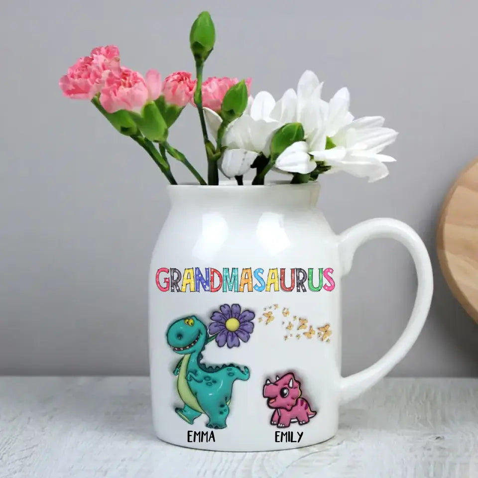 Personalized Dinosaur Grandmasaurus Flower Vase