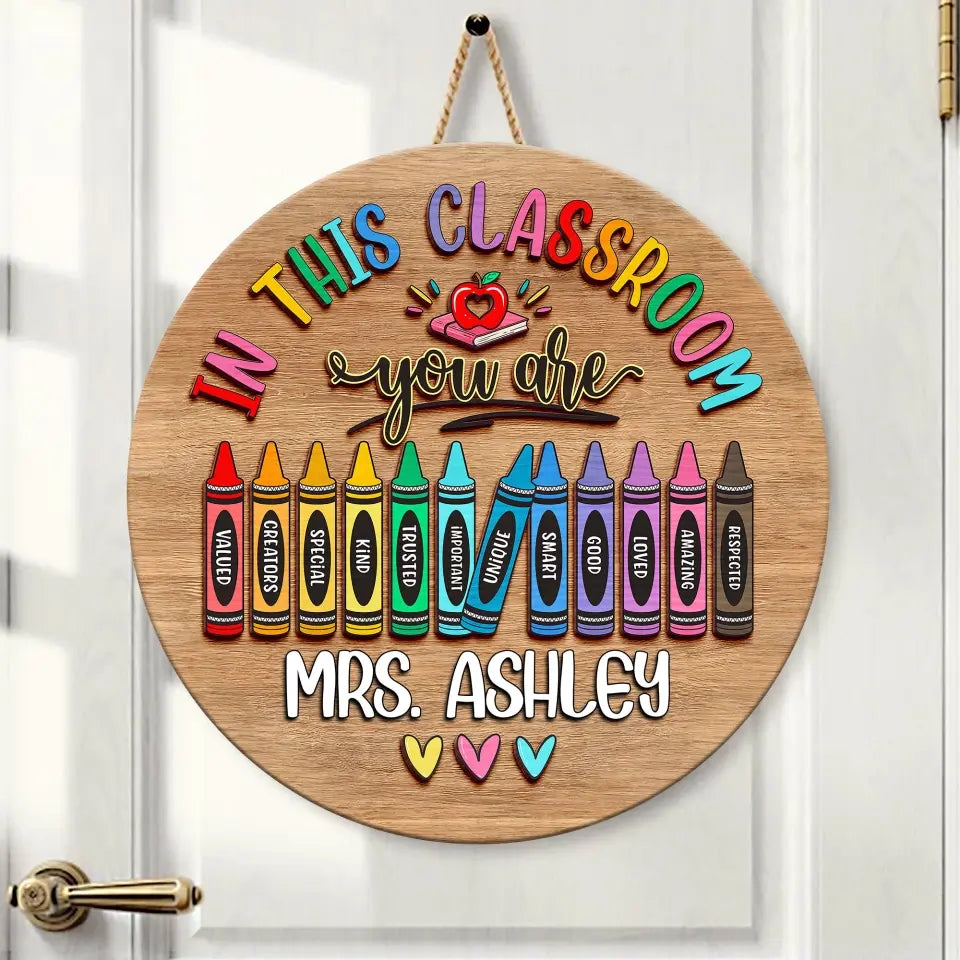 In This Classroom Wood Sign, Personalized Teacher Welcome Sign