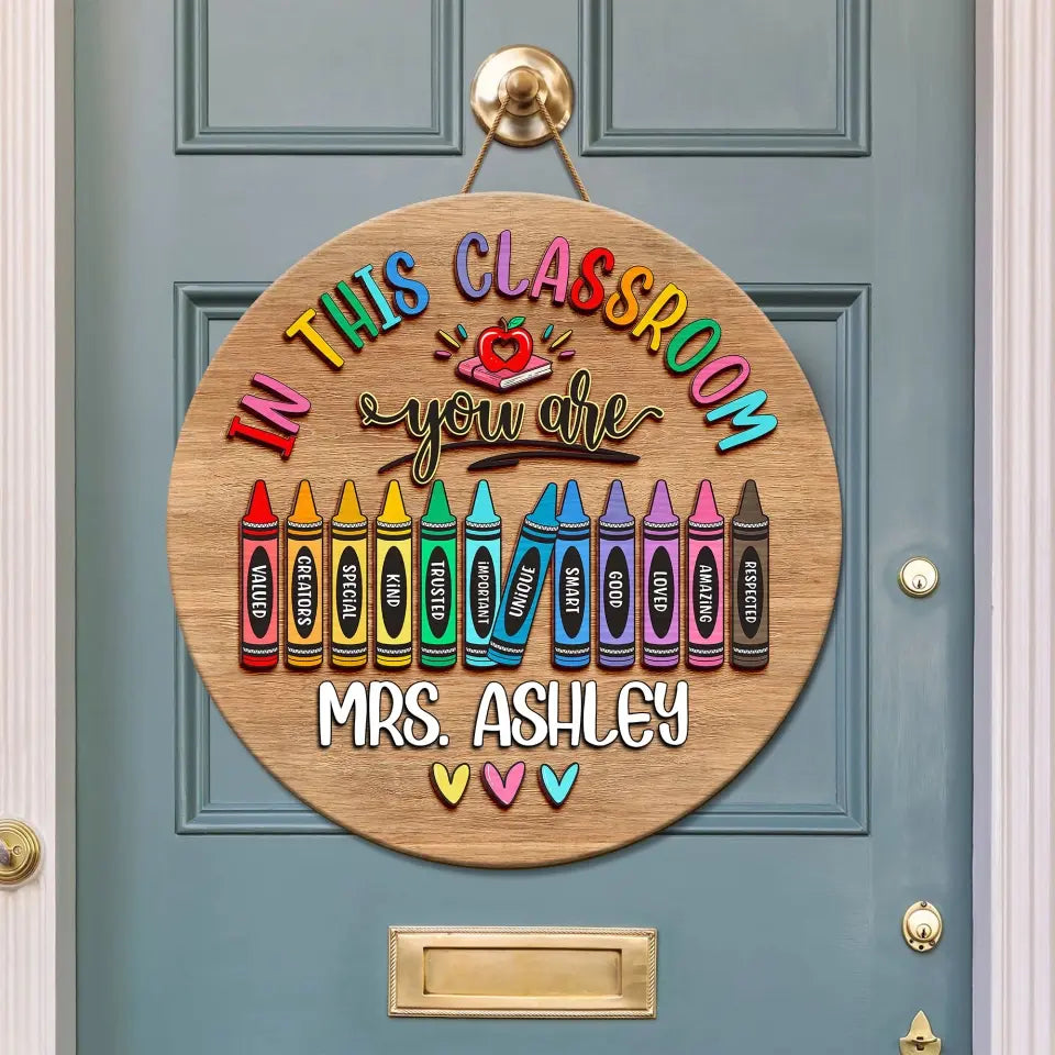In This Classroom Wood Sign, Personalized Teacher Welcome Sign