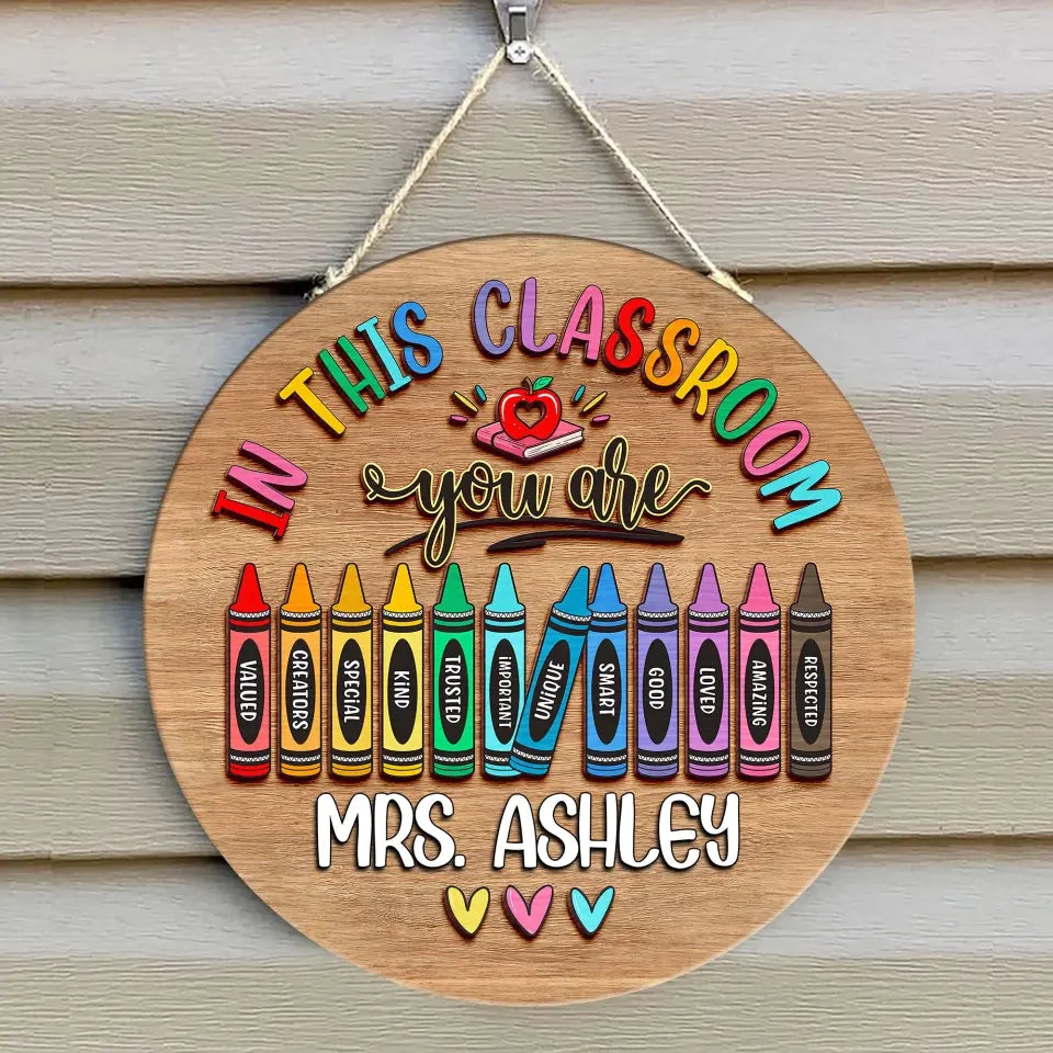 In This Classroom Wood Sign, Personalized Teacher Welcome Sign