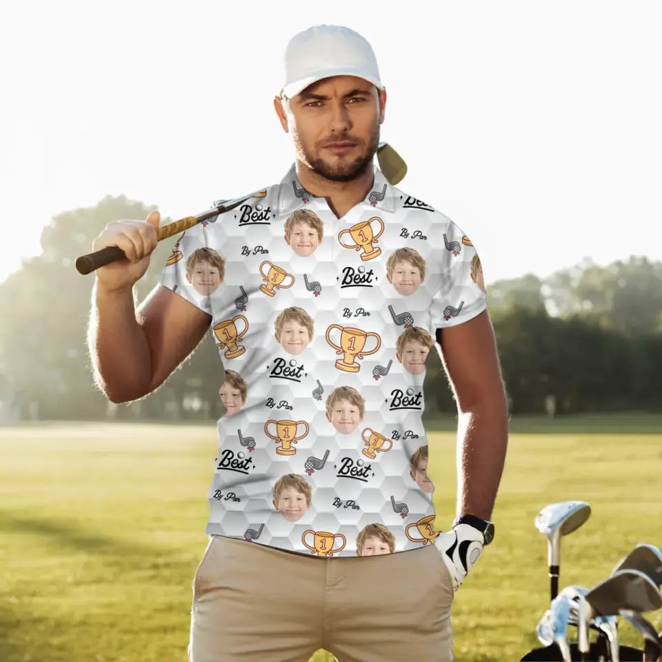 Personalized Golf Polo With Your Kid Face - Gift For Father's Day