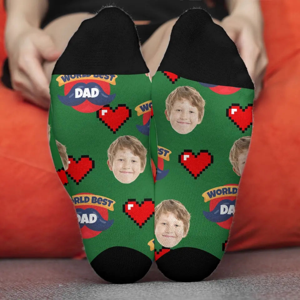 Personalized Father's Day Sock - Custom Kid's Face - Gifts For Dad