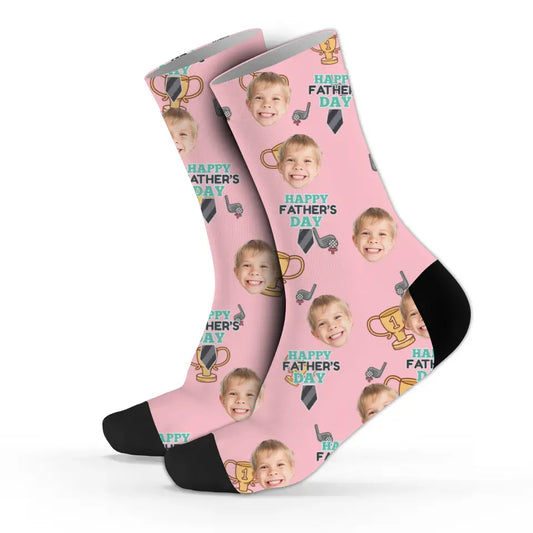 Personalized Father's Day Sock - Custom Kid's Face - Gifts For Dad