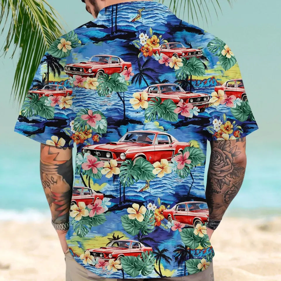 Personalized Vintage Car Hawaii Shirt - Gift For Dad, Grandpa