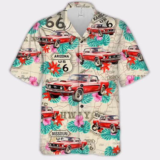 Personalized Vintage Car Hawaii Shirt - Gift For Dad, Grandpa